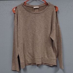 Everly Tan Long Sleeve Cut Out Sweatshirt